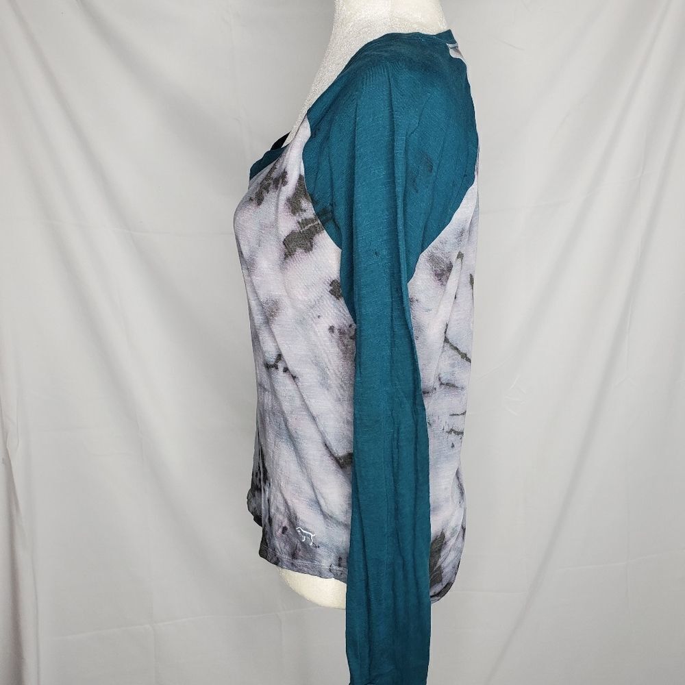 VS PINK t-shirt custom gray‎ tie dye v-neck baseball tee M - Picture 4 of 9